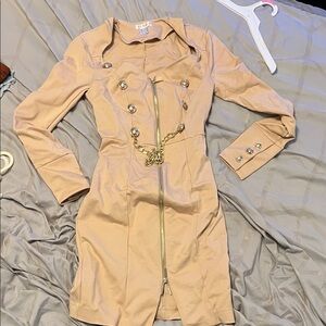 Elegant Beige Chain-Embellished Jacket